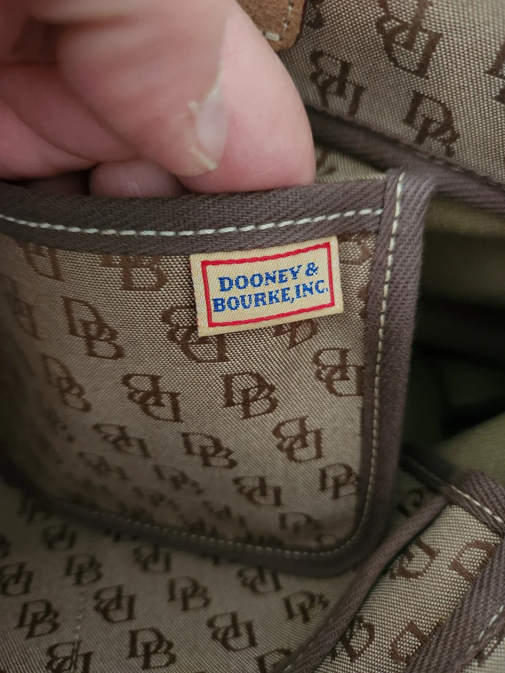 Dooney & Bourke Brown Canvas Tote with Leather Trim